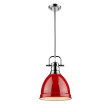  3604-S CH-RD - Duncan Small Pendant with Rod in Chrome with a Red Shade